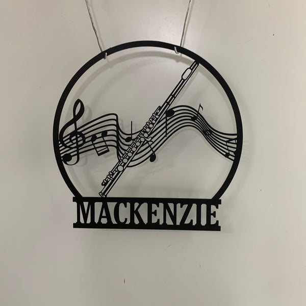 Personalized Flute Metal Wall Art, Custom Flute Musical Instrument Metal Sign, Flute Player Metal Room Sign, Flute Music Studio Metal Wall Hanging
