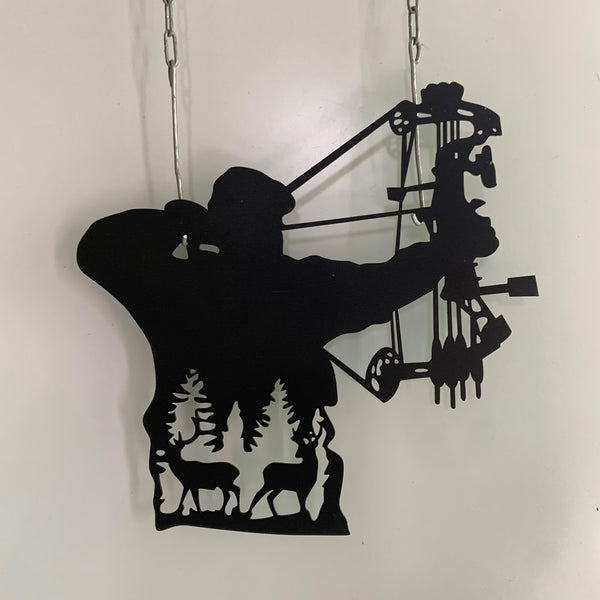 Custom Compound Bow Hunting Metal Wall Art, Personalized Bow Hunter Metal Name Sign, Deer Hunting Bow Arrow Man Cave Metal Wall Sign Decor