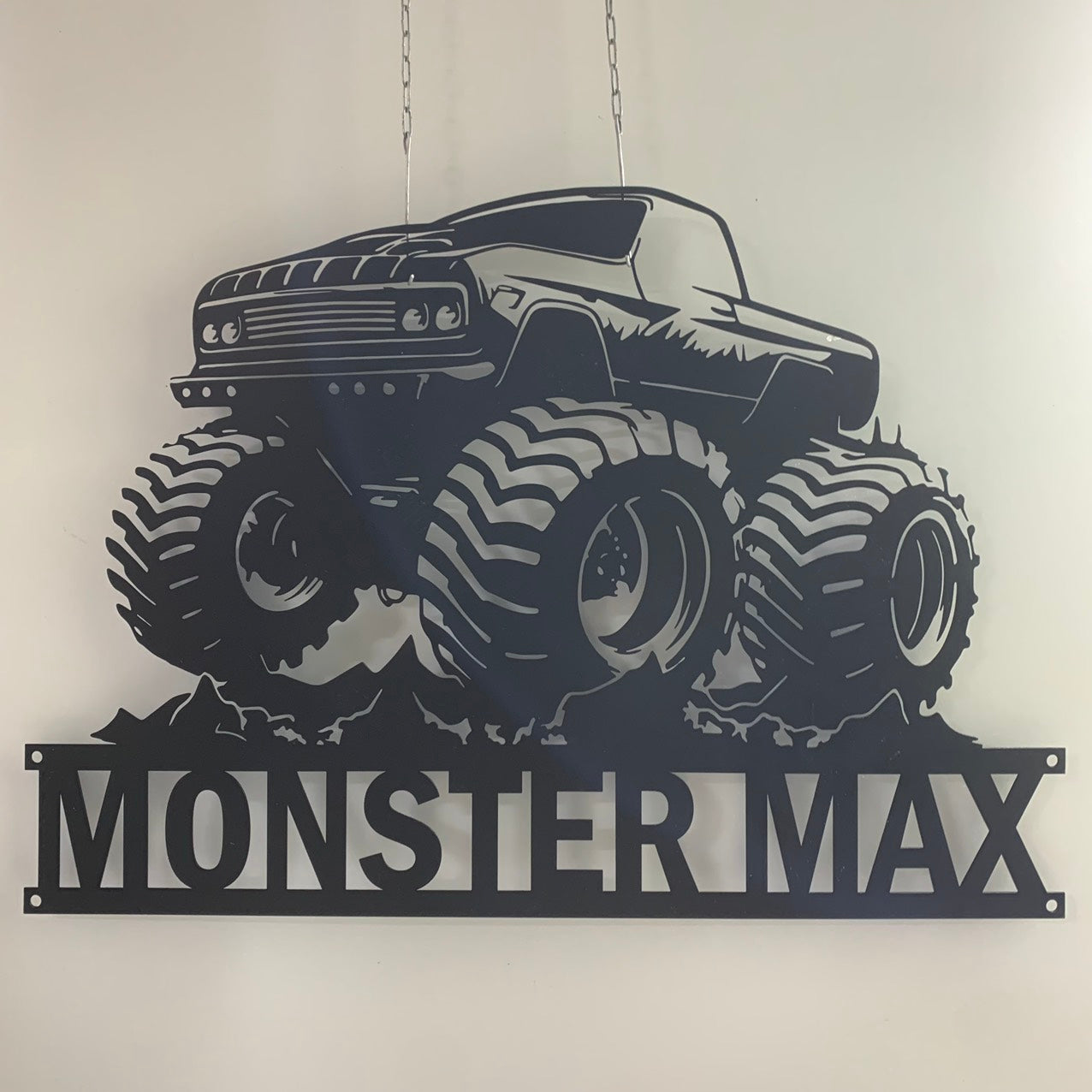 Custom Monster Truck Off Road Vehicle Metal Wall Art, Personalized Monster Truck Driver Metal Name Sign, Truck Garage Man Cave Kid Room Metal Decor