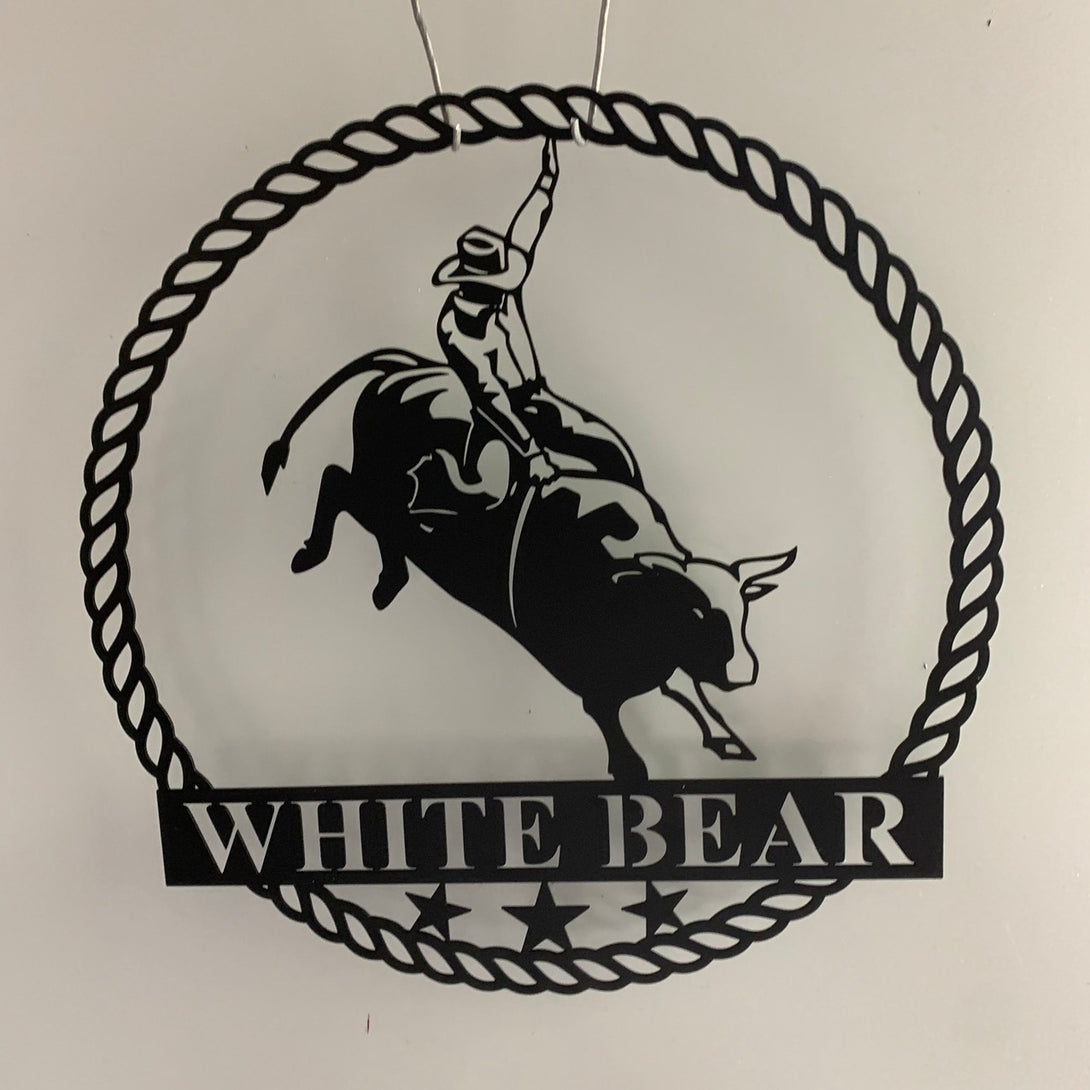 Custom Bull Rider Metal Wall Art, Personalized Rodeo Bull Rider Name Sign, Western Cowboy Bull Riders Metal Wall Sign, Rodeo Cowboy Metal Sign