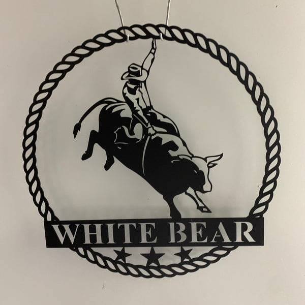 Custom Bull Rider Metal Wall Art, Personalized Rodeo Bull Rider Name Sign, Western Cowboy Bull Riders Metal Wall Sign, Rodeo Cowboy Metal Sign