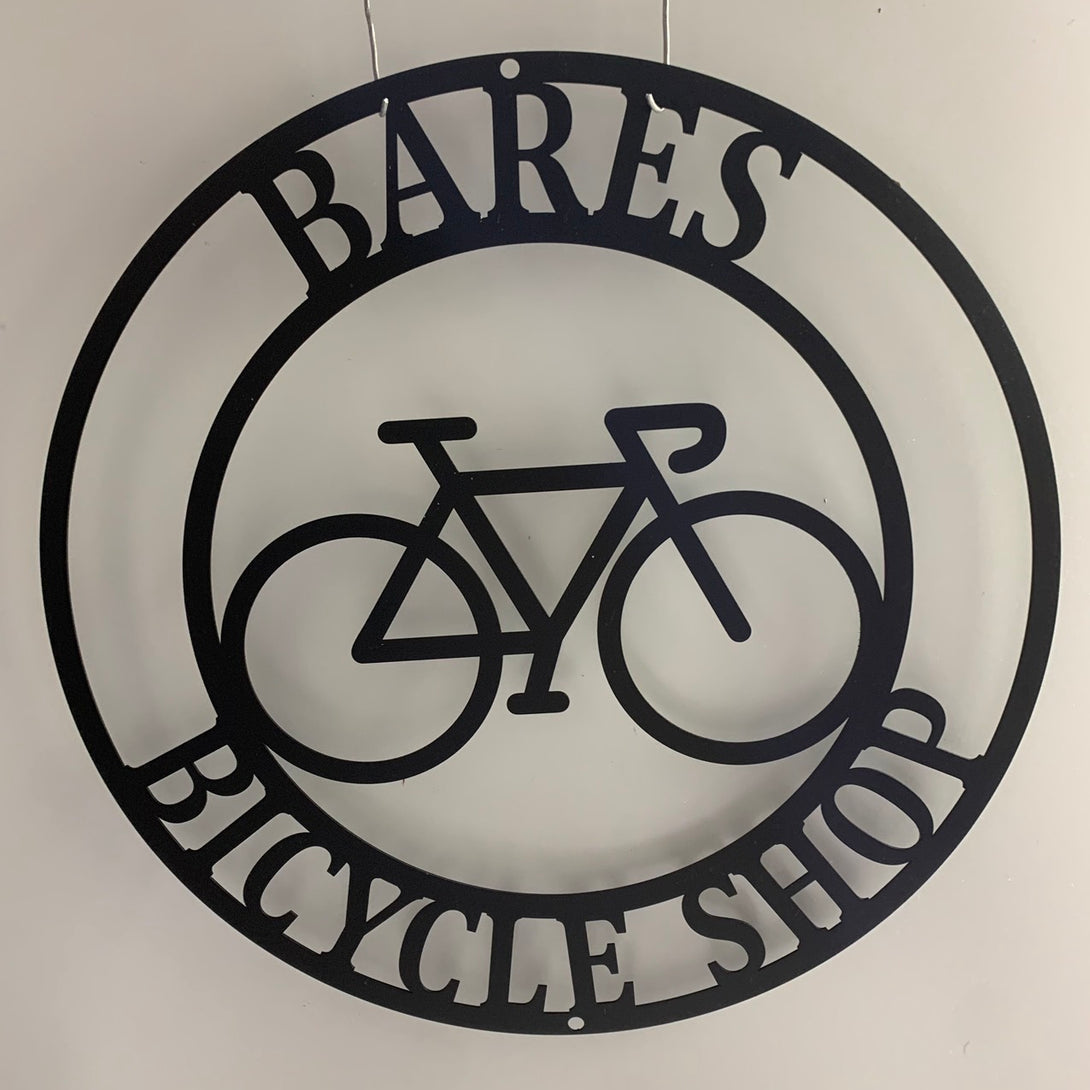 Personalized Bicycle Monogram Metal Wall Art, Custom Cyclist Name Metal Sign, Metal Bike Garage Sign, Bicycle Shop Metal Wall Decor