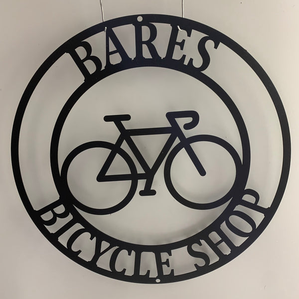 Personalized Bicycle Monogram Metal Wall Art, Custom Cyclist Name Metal Sign, Metal Bike Garage Sign, Bicycle Shop Metal Wall Decor