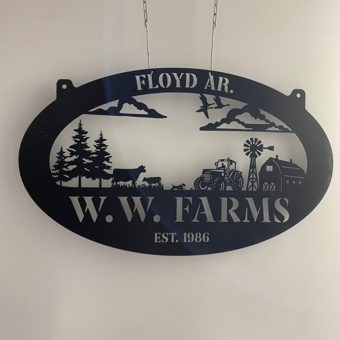 Custom Farmhouse Metal Wall Sign, Personalized Animals Barn Metal Sign, Metal Farm Truck Name Sign, Mountain Barn Ranch Metal Sign Decor