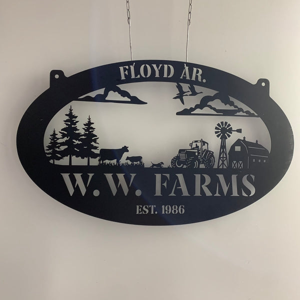 Custom Farmhouse Metal Wall Sign, Personalized Animals Barn Metal Sign, Metal Farm Truck Name Sign, Mountain Barn Ranch Metal Sign Decor