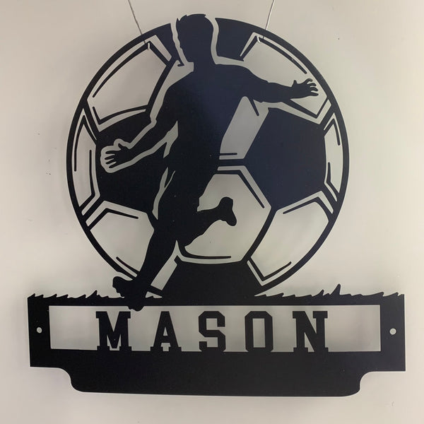 Custom Soccer Player Metal Wall Art, Personalized Soccer Ball Metal Wall Decor, Soccer Player Metal Name Sign, Soccer Player Metal Sign