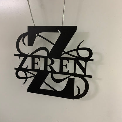 Personalized Split Initial Letter Metal Monogram Sign, Custom Metal Family Name Wall Art, Split Letter Last Name Metal Wall Sign Decor