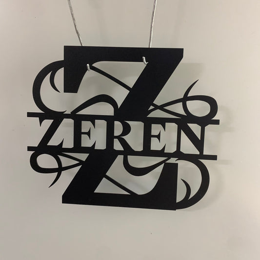 Personalized Split Initial Letter Metal Monogram Sign, Custom Metal Family Name Wall Art, Split Letter Last Name Metal Wall Sign Decor