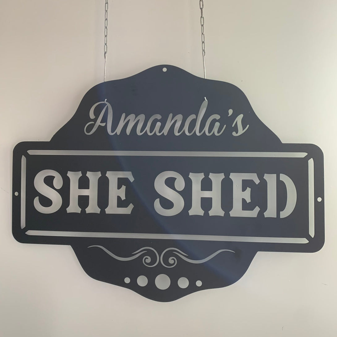 Custom She Shed Mom Cave Metal Wall Art, Personalized She Shed Established Date Metal Sign, Custom She Shed Metal Wall Sign Decor