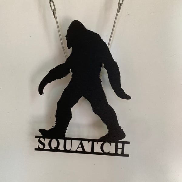 Custom Bigfoot Silhouette Metal Wall Art, Personalized Walking Bigfoot Metal Wall Name Sign, Metal Sasquatch Custom Name Wall Hanging