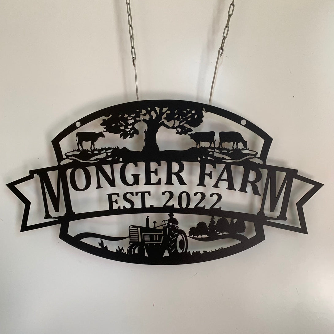 Custom Farmhouse Metal Wall Art, Personalized Modern Farming Tractor Metal Sign, Metal Farmer Family Name Sign, Farmhouse Address Metal Decor