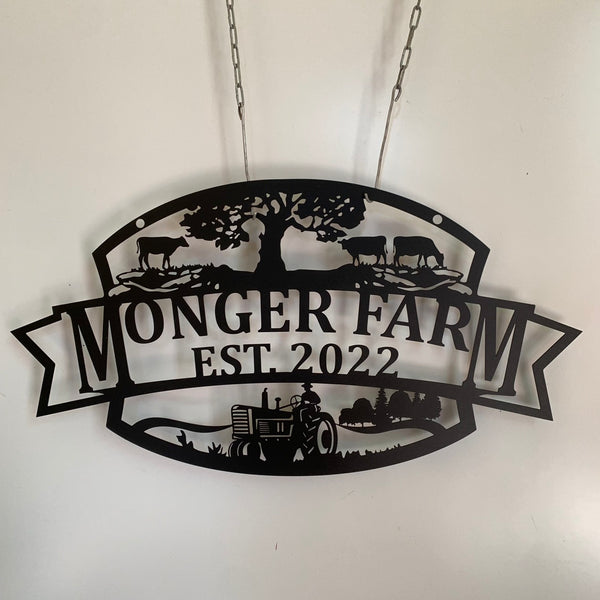 Custom Farmhouse Metal Wall Art, Personalized Modern Farming Tractor Metal Sign, Metal Farmer Family Name Sign, Farmhouse Address Metal Decor