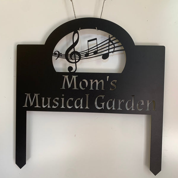 Custom Music Notes Metal Yard Sign Stake, Personalized Music Teacher Metal Monogram Outdoor Lawn Stake, House Address Number Musical Garden Sign