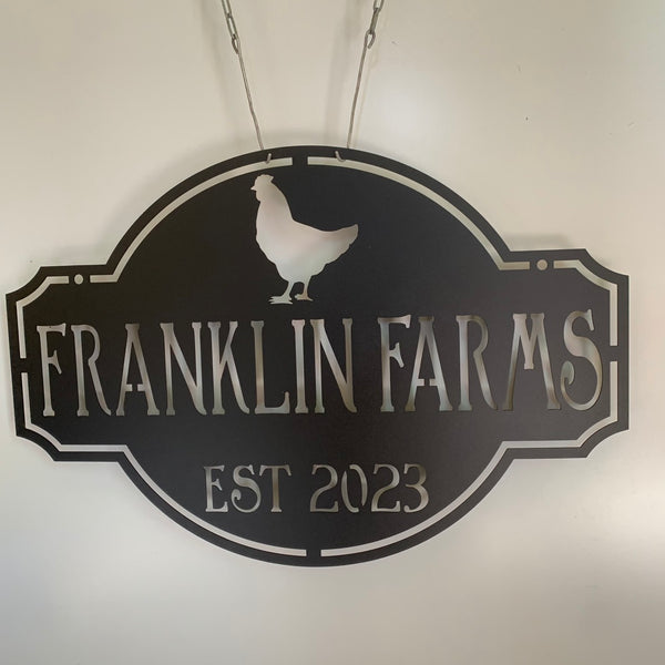 Personalized Chicken Farm Metal Sign, Chicken Hen House Metal Farm Sign, Custom Chicken Coop Metal Wall Art, Poultry Farm Coop Metal Decor