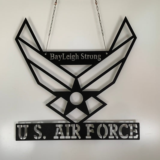 Personalized Us Air Force Metal Wall Hanger, Custom Air Force Soldier Metal Name Sign, Retirement Metal Art, Military Air Force Metal Sign