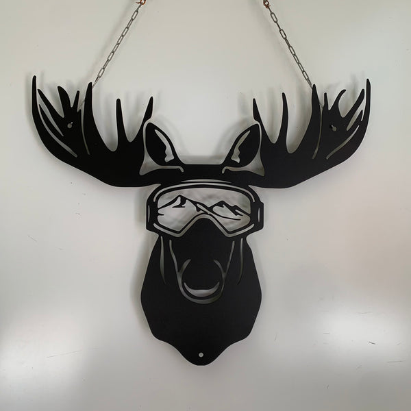 Moose Head Metal Wall Art, Moose Head Metal Sign Decor, Moose Hunting Metal Wall Sign Decor, Moose Wild Animal Cabin Man Cave Metal Wall Hanging