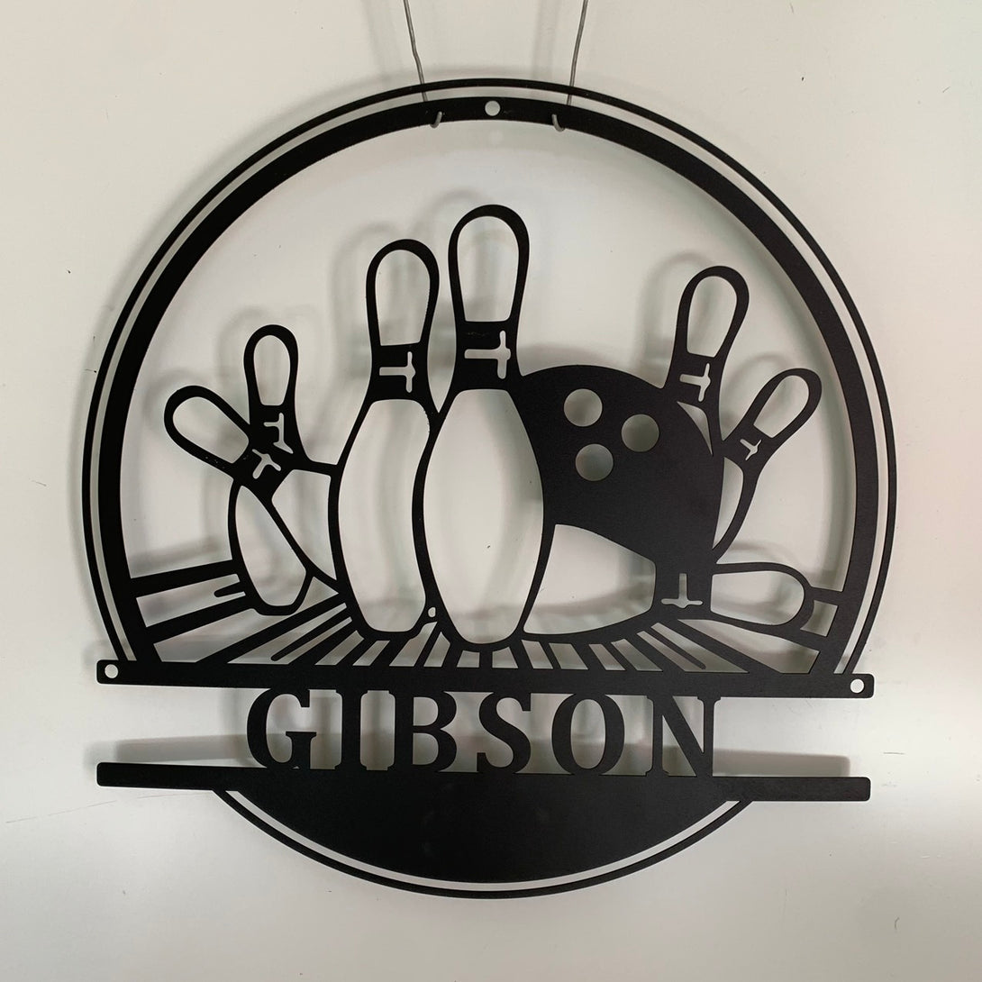Personalized Bowling Metal Wall Art, Custom Bowling Player Metal Name Sign, Bowling Strike Metal Sign, Bowling Game Zone Metal Wall Hanging Sign
