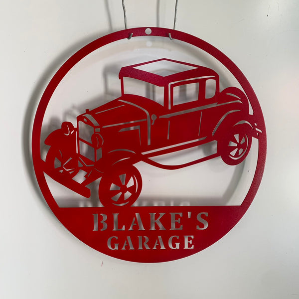 Personalized Car Garage Metal Name Sign, Custom Car Auto Repair Metal Wall Art, Custom Garage Workshop Man Cave Metal Wall Sign