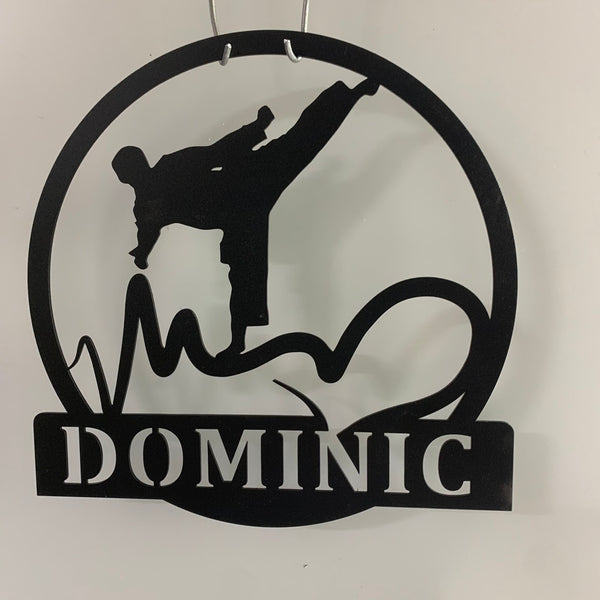 Personalized Love Taekwondo Monogram Metal Wall Art, Custom Taekwondo Sport Metal Name Sign, Taekwondo Martial Art Metal Wall Hanging