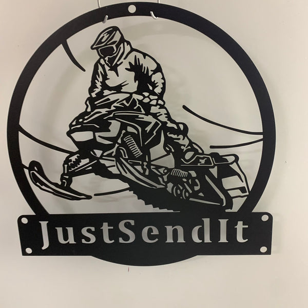 Personalized Riding Snowmobile Metal Wall Art, Mountain Snowmobile Sport Metal Name Sign, Ski-doo Winter Sport Man Cave Wall Sign