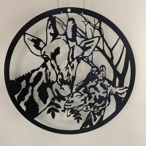 Giraffe Metal Wall Decor, Wild Giraffe Metal Wall Art, Giraffe Mom Metal Wall Sign, Wildlife Safari Giraffe Cut Metal Sign