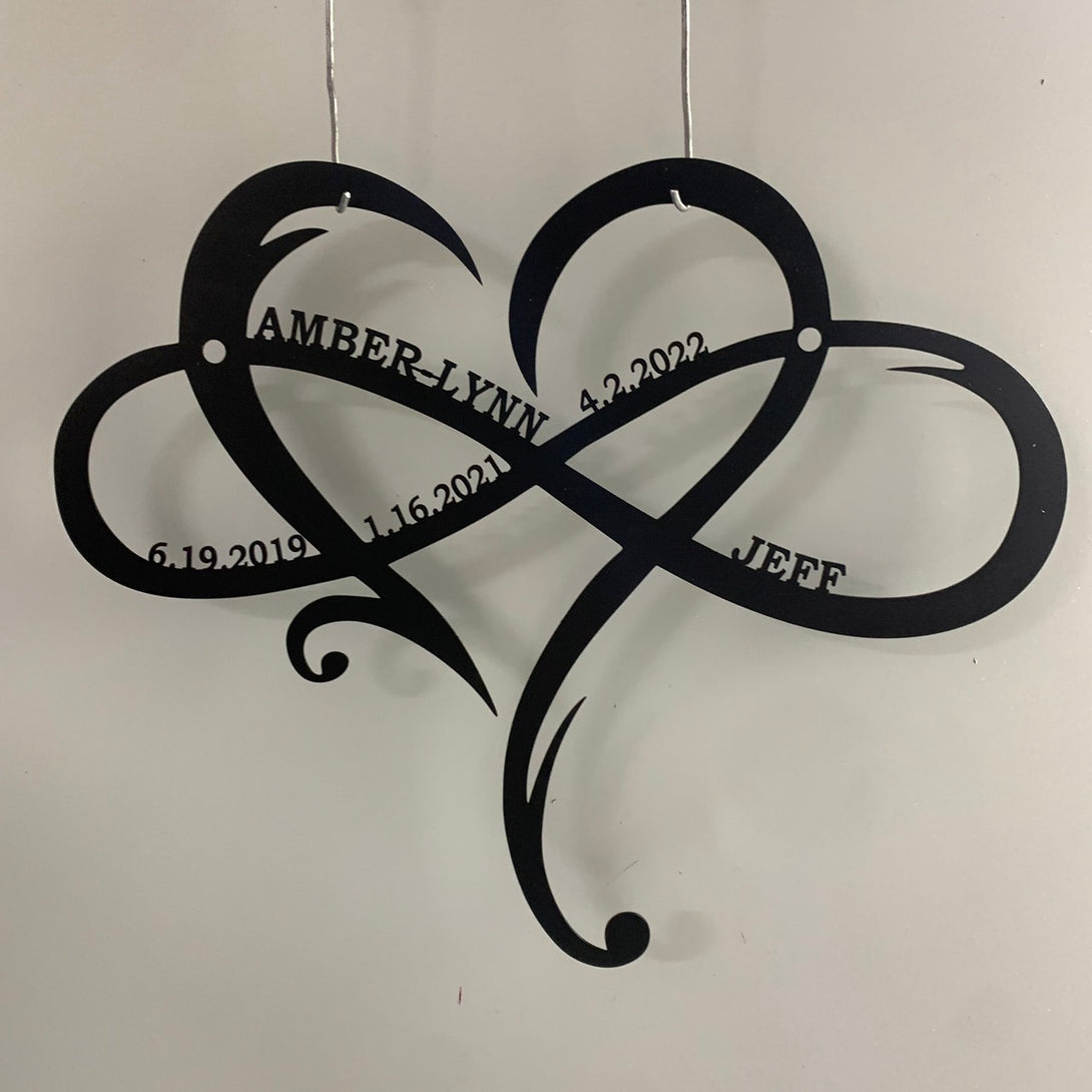 Personalized Infinity Heart Metal Name Wall Art, Infinity Love Symbol Metal Sign, Infinity Metal Wall Decor, Custom Heart Couple Metal Name Sign