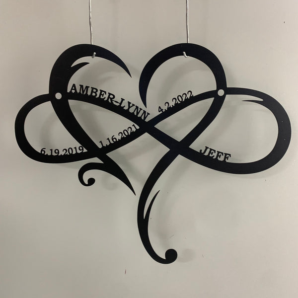 Personalized Infinity Heart Metal Name Wall Art, Infinity Love Symbol Metal Sign, Infinity Metal Wall Decor, Custom Heart Couple Metal Name Sign