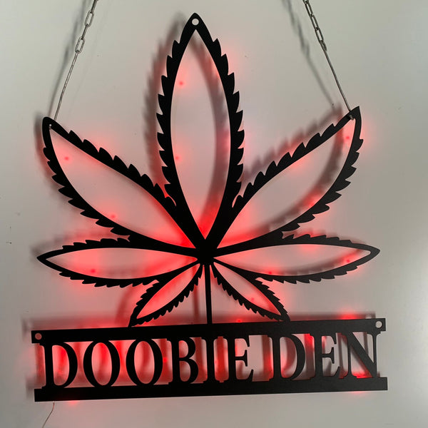 Personalized Weed Metal Wall Art Led Lights, Custom Cannabis Metal Name Sign, Marijuana Metal Sign, Culture Smoking Cigarette Metal Wall Art