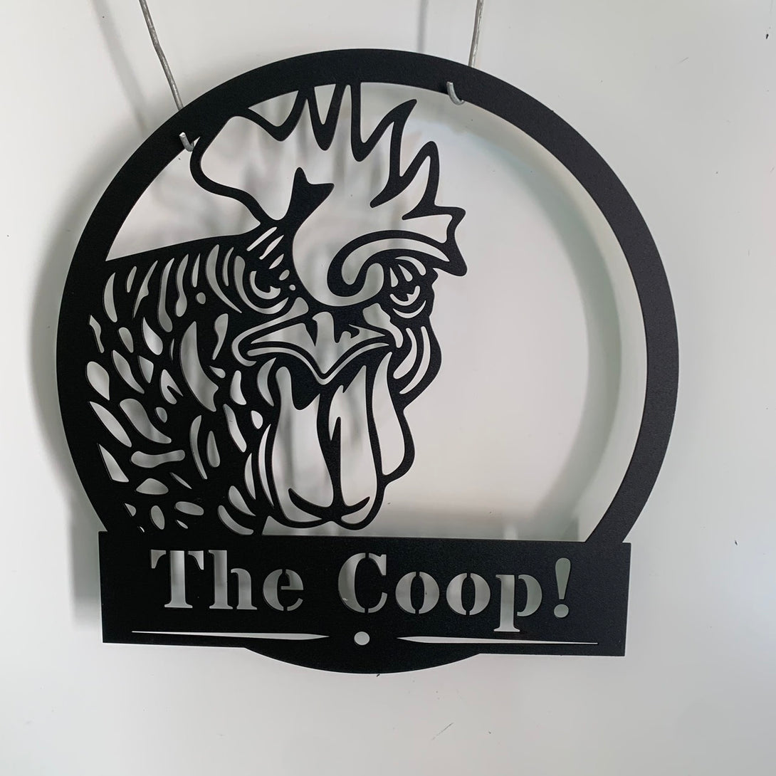 Personalized Rooster Monogram Metal Wall Art, Custom Chicken Coop Metal Farm Sign, Rooster Farmhouse Metal Wall Sign Decor