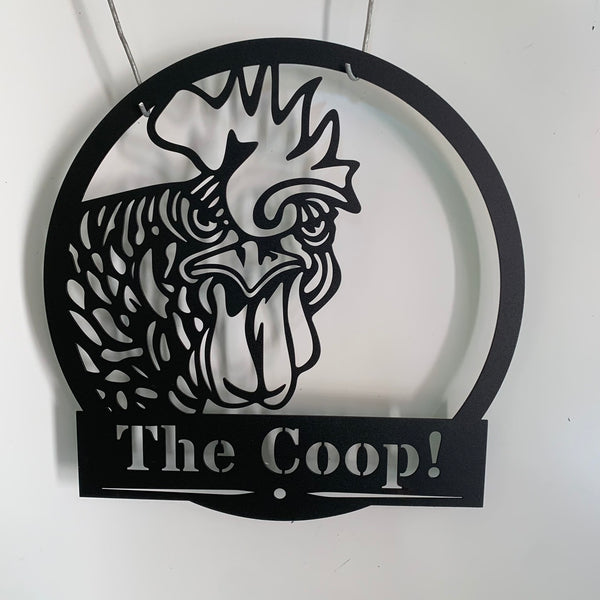 Personalized Rooster Monogram Metal Wall Art, Custom Chicken Coop Metal Farm Sign, Rooster Farmhouse Metal Wall Sign Decor