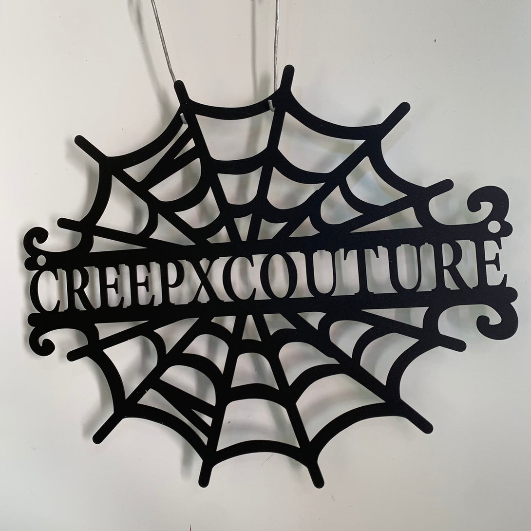 Custom Spider Web Metal Wall Art, Personalized Spider Web Metal Name Sign, Halloween Spider Web Kid Room Nursery Metal Wall Decor