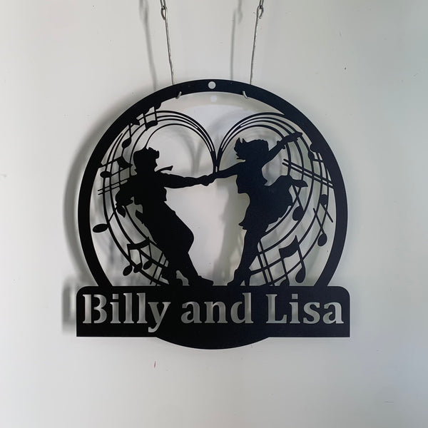 Custom Couple Dancing Metal Wall Art, Personalized Dancing Studio Metal Name Sign, Lover Couple Metal Dancing Art, Couple Dancing Metal Wall Decor