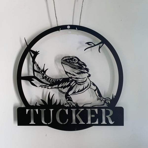 Custom Lizard Metal Wall Art, Bearded Dragon Metal Name Sign, Lizard Golden Accessories, Personalized Lizard Lovers Metal Name Sign