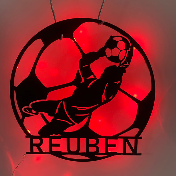 Personalized Soccer Player Metal Name Sign With Led Lights, Custom Football Player Metal Wall Art, Soccer Team Football Club Metal Wall Sign