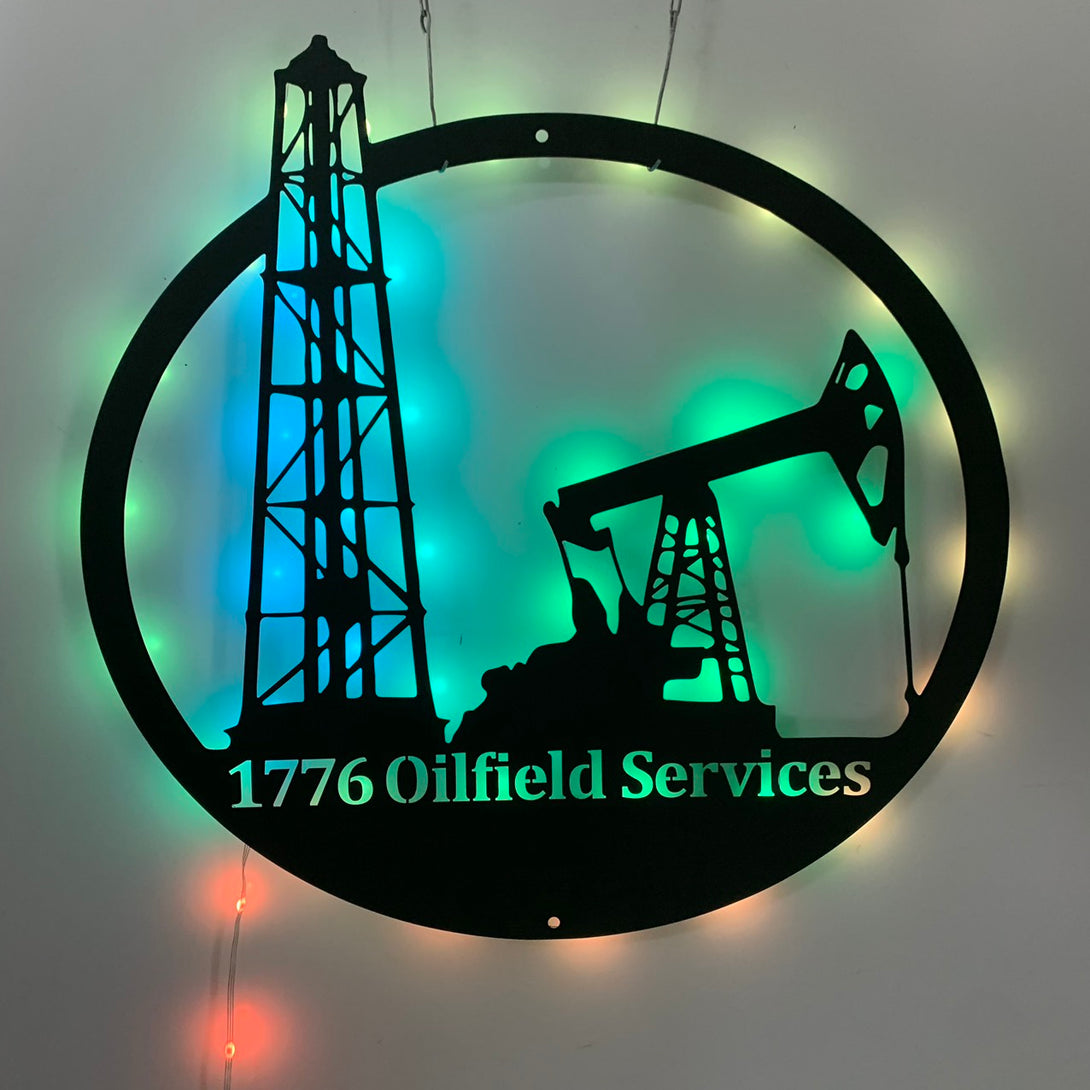 Personalized Oil Field Metal Wall Sign Led Light, Custom Oil Rig Metal Wall Art, Oil Field Worker Metal Name Sign, Oil Rig Derrickhand Metal Sign