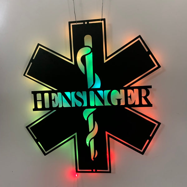 Personalized Emt Metal Name Sign Led Lights, Ems Paramedic Custom Metal Wall Hanger, First Responder Sign, Custom Medical Field Name Sign