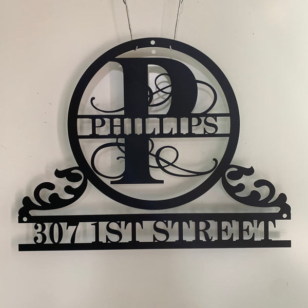 Custom Family Last Name Metal Sign, Address Monogram Metal Sign, Personalized Initial Split Letter Metal Wall Art, Front Porch Metal Sign
