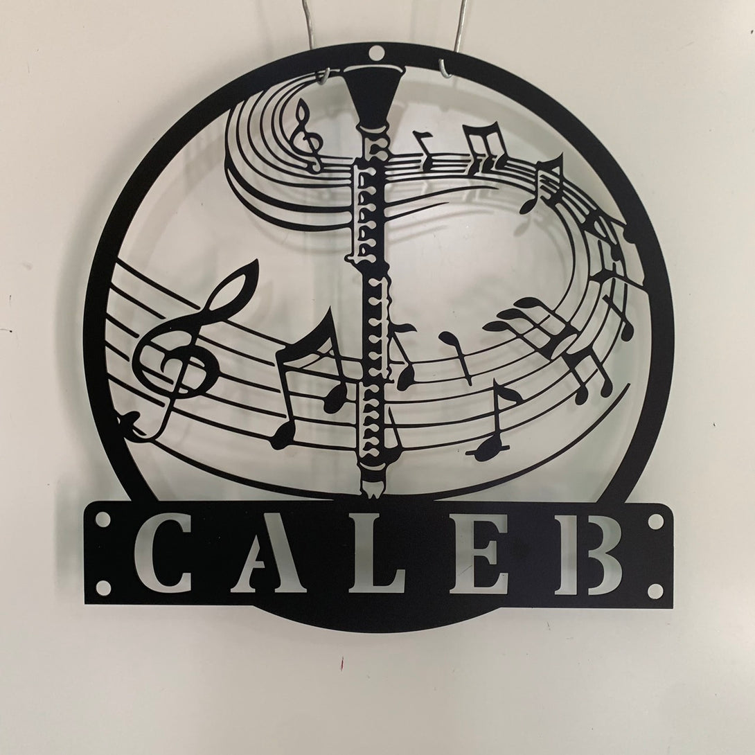 Custom Clarinet Musical Instrument Metal Wall Art, Personalized Clarinet Music Metal Name Sign, Clarinet Music Studio Metal Wall Sign