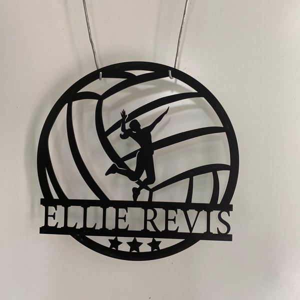 Custom Ball Volleyball Metal Wall Art, Personalized Volleyball Player Metal Name Sign, Volleyball Sport Man Cave Metal Wall Sign
