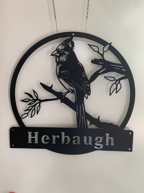 Personalized Cardinals Birds Monogram Metal Wall Art, Custom Cardinals Birds Metal Name Sign, Cardinals Birds Lover Metal Sign