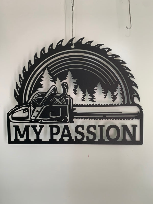 Custom Chainsaw Wood Metal Wall Art, Personalized Woodworker Metal Name Sign, Woodworker Man Cave Cabin Metal Wall Sign Decor