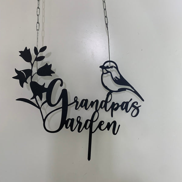 Personalized Bird Metal Garden Decor, Bird With Flower Garden Stake, Words Metal Scripts Garden Sign With Stakes, Garden Bird Yard Sign
