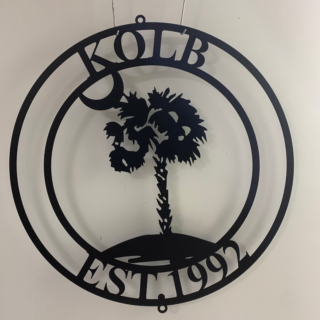 Custom Palmetto Tree And Moon Metal Sign, Personalized Palm Tree Name Sign, South Carolina State Sign, South Carolina Palmetto Tree Metal Wall Art