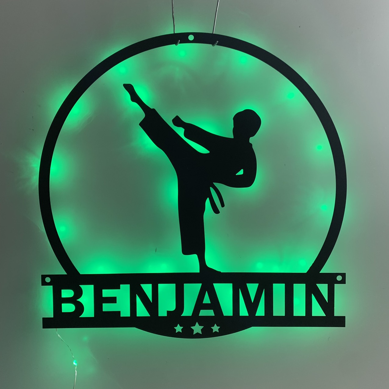 Personalized Taekwondo Metal Wall Art With Led Lights, Custom Taekwondo Sport Metal Name Sign, Taekwondo Martial Art Metal Wall Hanging