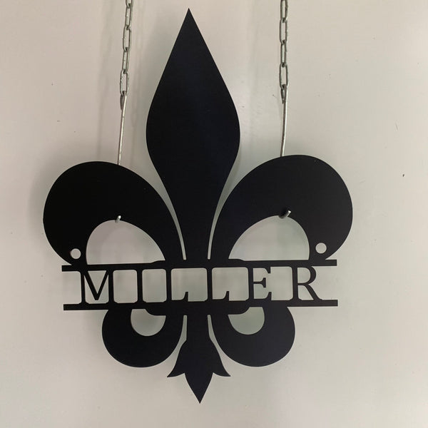 Custom Text Fleur De Lis Metal Wall Art, Wall Mount Personalized Fleur De Lis, Fleur De Lis Metal Sign, Last Name Fleur De Lis Metal Wall Sign Decor