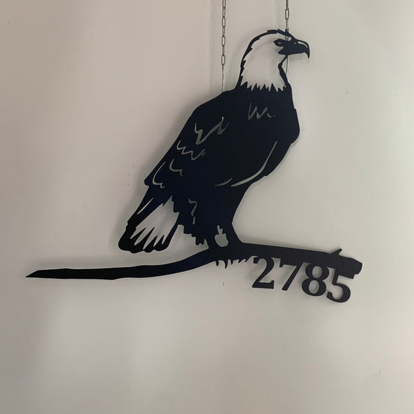 Personalized Eagle Bird Metal House Number Sign, Custom Address Number Metal Eagle Bird Sign, Hawk Bird Mancave Canbin Metal Wall Decor