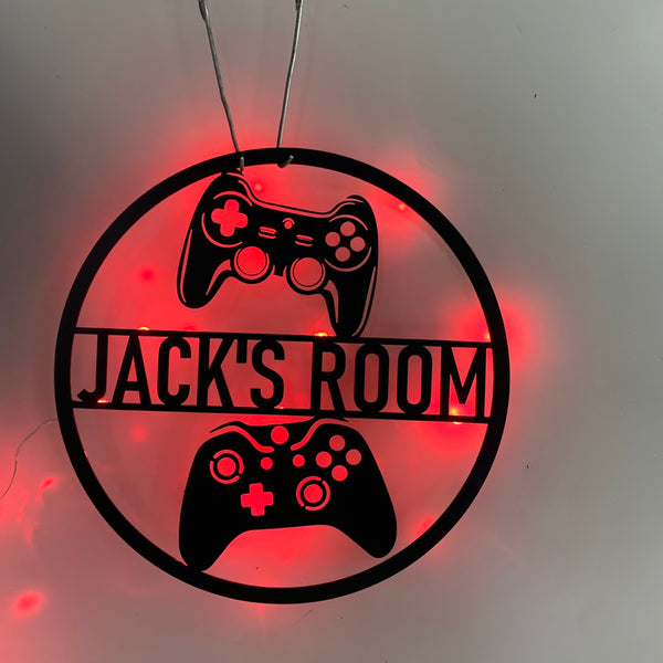 Custom Game Controller Metal Wall Art With Led Light, Personalized Gamer Name Metal Sign, Game Zone Kids Room Metal Wall Led Decor