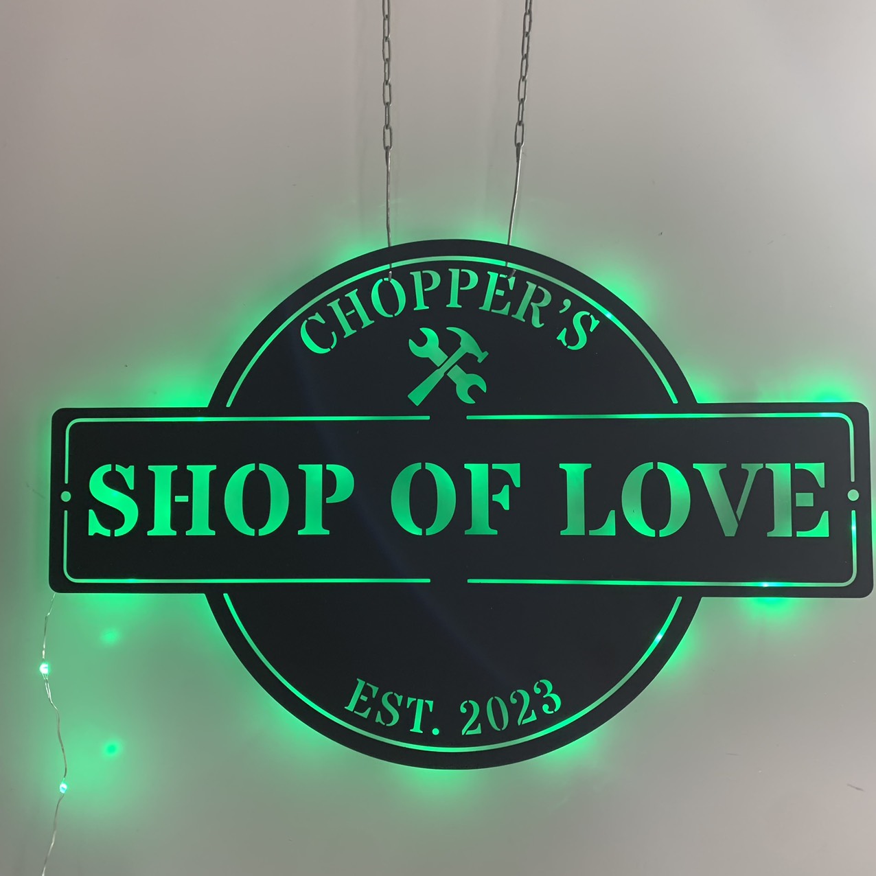 Personalized Tools Shop Metal Wall Art With Led Lights, Custom Business Logo Metal Name Sign, Mechanic Tool Repair Garage Metal Wall Led Sign