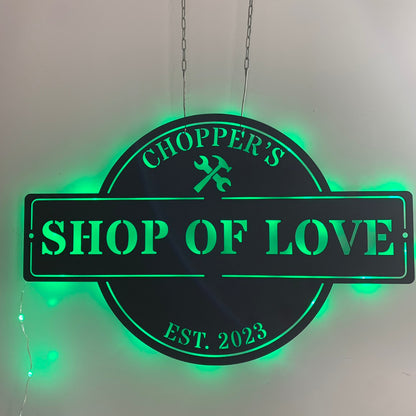 Personalized Tools Shop Metal Wall Art With Led Lights, Custom Business Logo Metal Name Sign, Mechanic Tool Repair Garage Metal Wall Led Sign