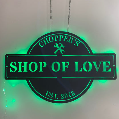 Personalized Tools Shop Metal Wall Art With Led Lights, Custom Business Logo Metal Name Sign, Mechanic Tool Repair Garage Metal Wall Led Sign